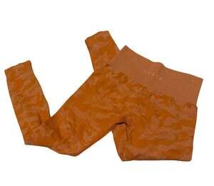 NVGTN Burnt Orange Camo Seamless Leggings Size Medium High Waisted Gym Workout M